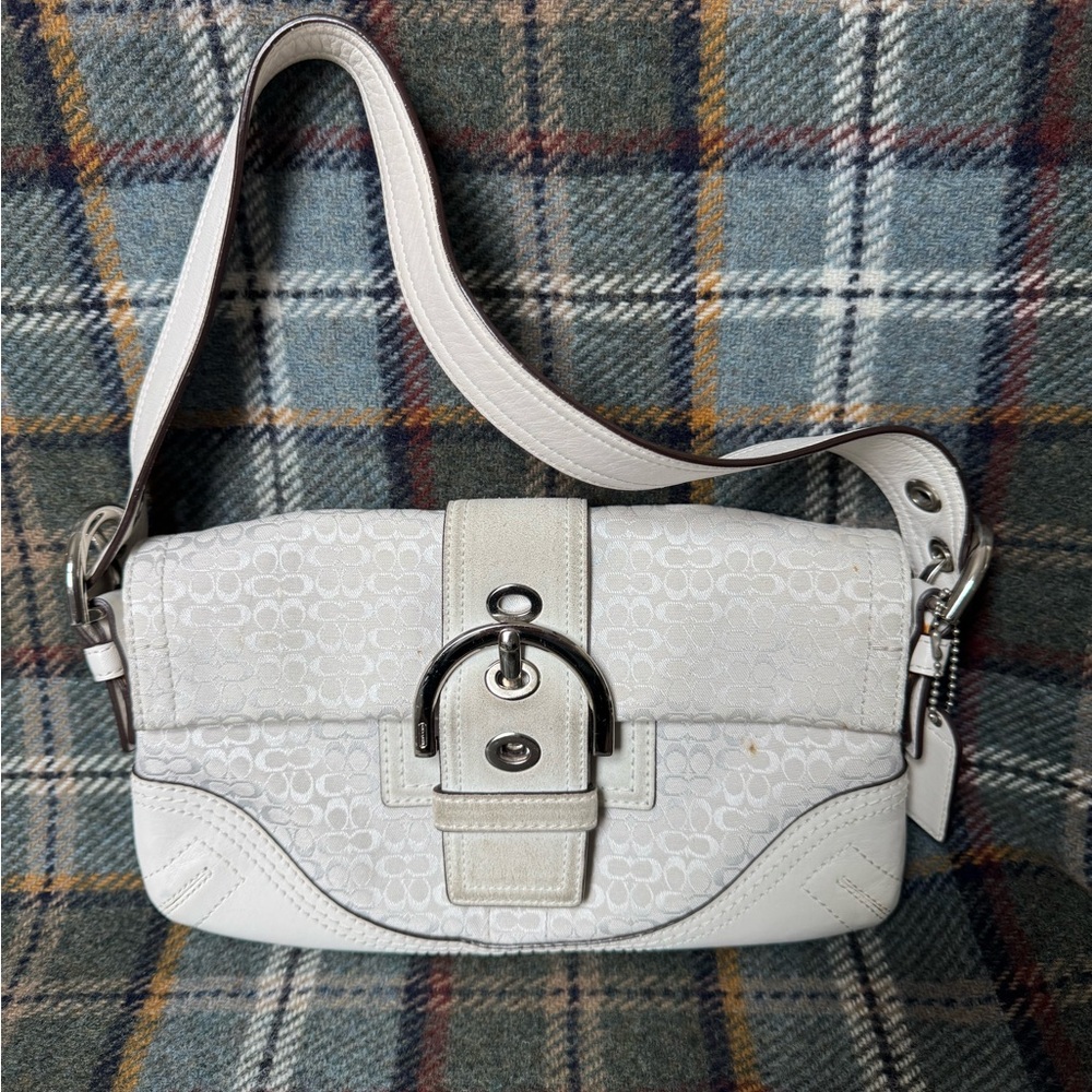 White Women's Coach Demi Bag with Silver Hardware